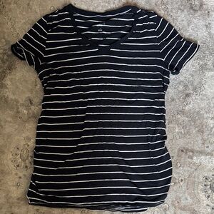Isabel Maternity Black and White Striped Short Sleeve Tee